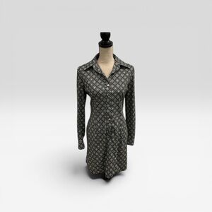 Max Studio Geometric Shirt Dress | Button Front | Long Sleeve | Size M (Estimate